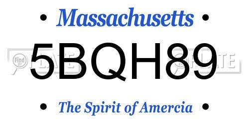 5BQH89 Massachusetts License Plate