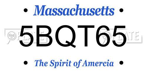 5BQT65 Massachusetts License Plate