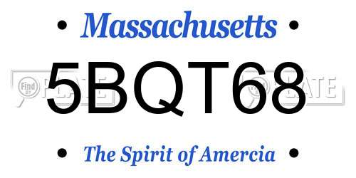 5BQT68 Massachusetts License Plate