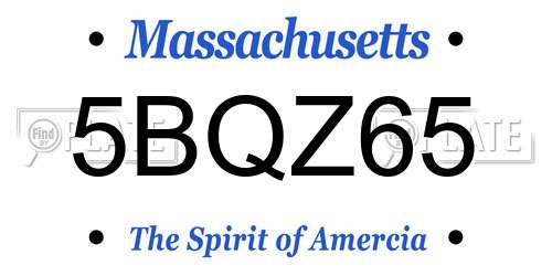 5BQZ65 Massachusetts License Plate