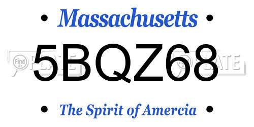 5BQZ68 Massachusetts License Plate