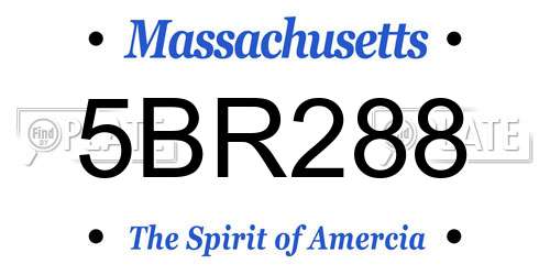 5BR288 Massachusetts License Plate