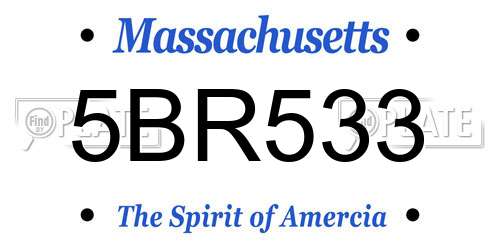 5BR533 Massachusetts License Plate