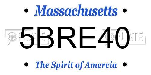 5BRE40 Massachusetts License Plate
