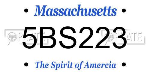 5BS223 Massachusetts License Plate