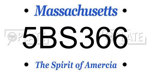 5BS366 Massachusetts License Plate