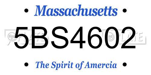 5BS4602 Massachusetts License Plate