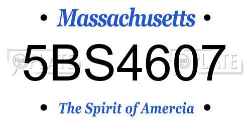 5BS4607 Massachusetts License Plate