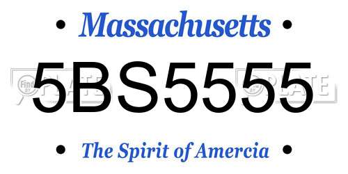5BS5555 Massachusetts License Plate