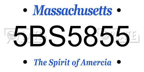 5BS5855 Massachusetts License Plate