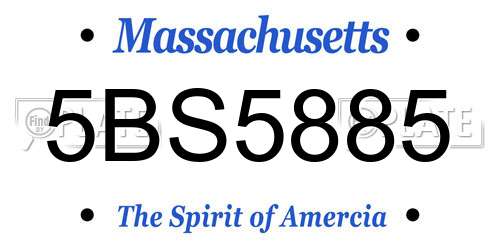 5BS5885 Massachusetts License Plate
