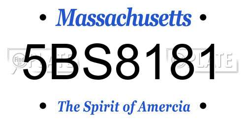 5BS8181 Massachusetts License Plate