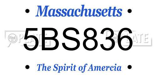 5BS836 Massachusetts License Plate
