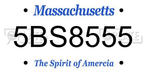 5BS8555 Massachusetts License Plate