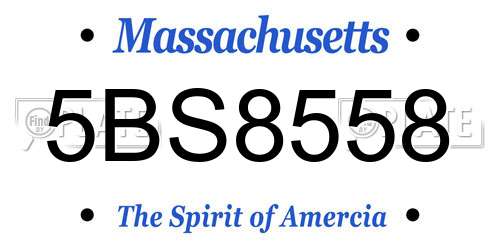 5BS8558 Massachusetts License Plate