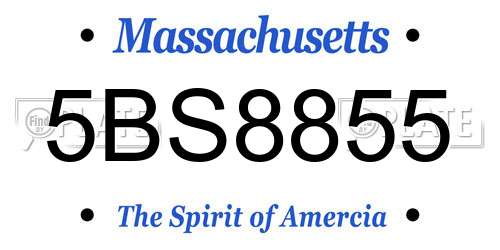 5BS8855 Massachusetts License Plate