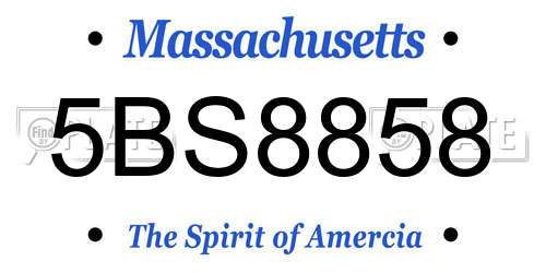5BS8858 Massachusetts License Plate
