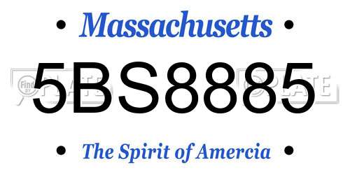 5BS8885 Massachusetts License Plate