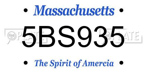 5BS935 Massachusetts License Plate