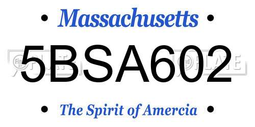 5BSA602 Massachusetts License Plate