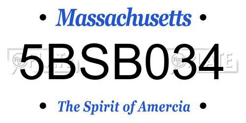 5BSB034 Massachusetts License Plate
