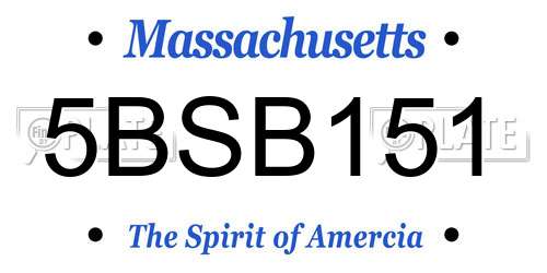 5BSB151 Massachusetts License Plate
