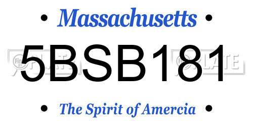 5BSB181 Massachusetts License Plate