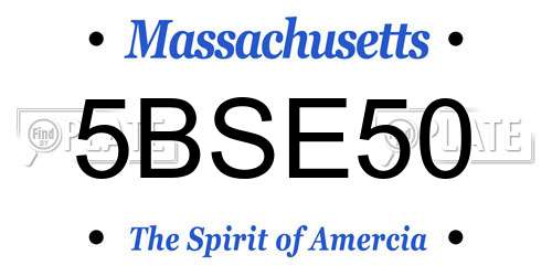 5BSE50 Massachusetts License Plate