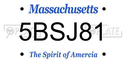5BSJ81 Massachusetts License Plate
