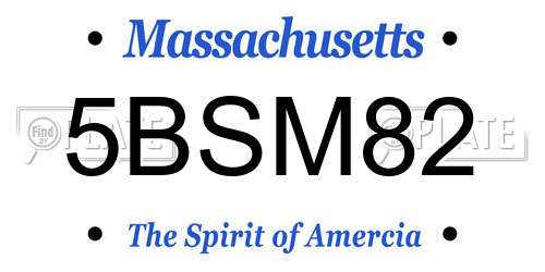 5BSM82 Massachusetts License Plate