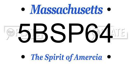 5BSP64 Massachusetts License Plate