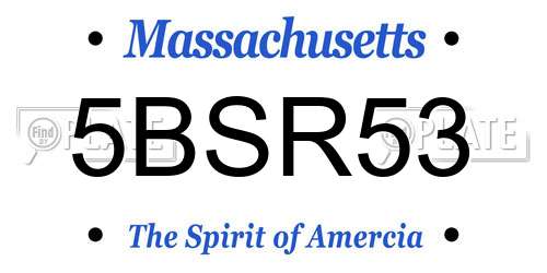 5BSR53 Massachusetts License Plate