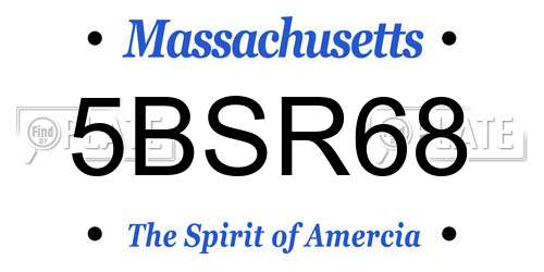 5BSR68 Massachusetts License Plate