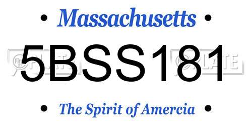 5BSS181 Massachusetts License Plate