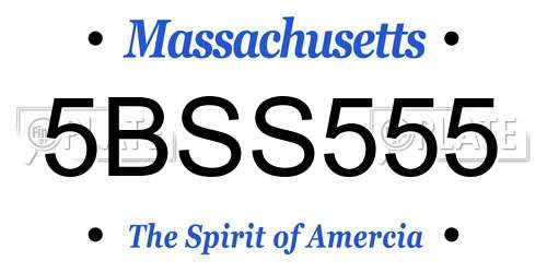 5BSS555 Massachusetts License Plate