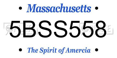 5BSS558 Massachusetts License Plate