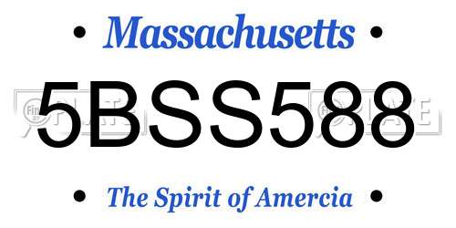 5BSS588 Massachusetts License Plate