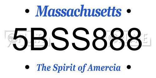 5BSS888 Massachusetts License Plate