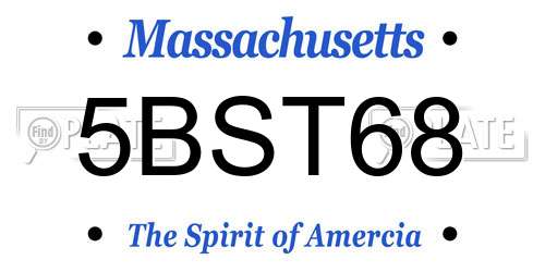 5BST68 Massachusetts License Plate