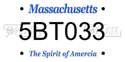 5BT033 Massachusetts License Plate