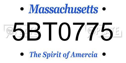 5BT0775 Massachusetts License Plate