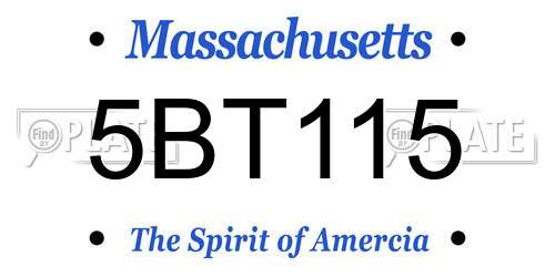 5BT115 Massachusetts License Plate