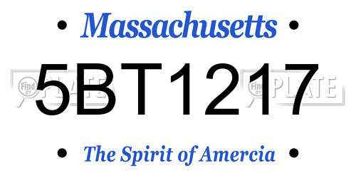 5BT1217 Massachusetts License Plate
