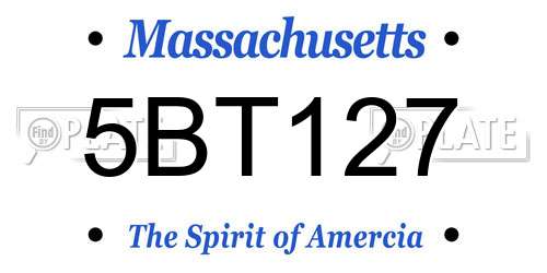 5BT127 Massachusetts License Plate