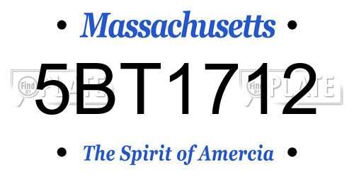 5BT1712 Massachusetts License Plate