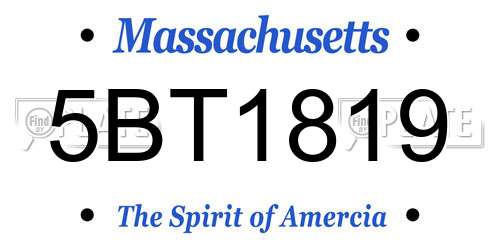 5BT1819 Massachusetts License Plate