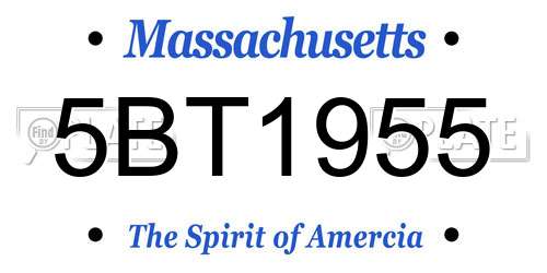 5BT1955 Massachusetts License Plate