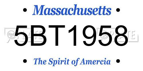5BT1958 Massachusetts License Plate