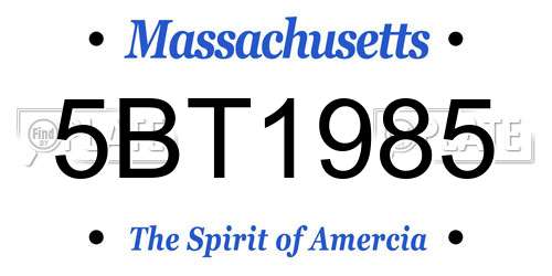 5BT1985 Massachusetts License Plate