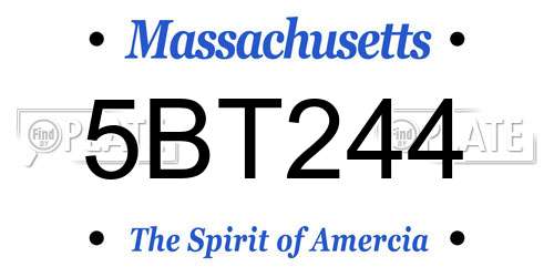 5BT244 Massachusetts License Plate